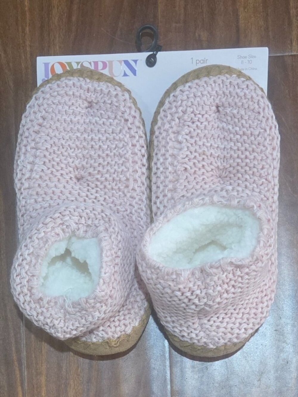 Joyspun Faux Fur Knit Slipper Socks Pink Shoe Size 8-10 Cozy Warm NIP